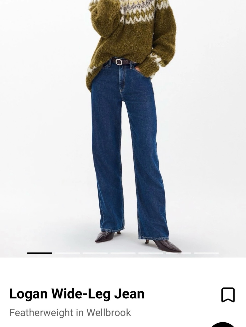 rag & bone Wide-Leg Jeans in Wellbrook Blue NWOT.